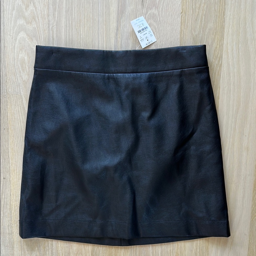 NWT J. Crew Black Pencil Faux Leather Mini Skirt